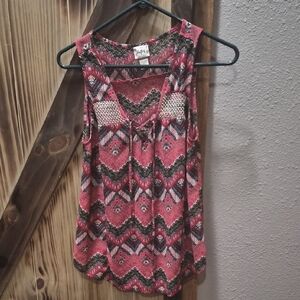 Daytrip Pink and Brown Chevron Tank Top